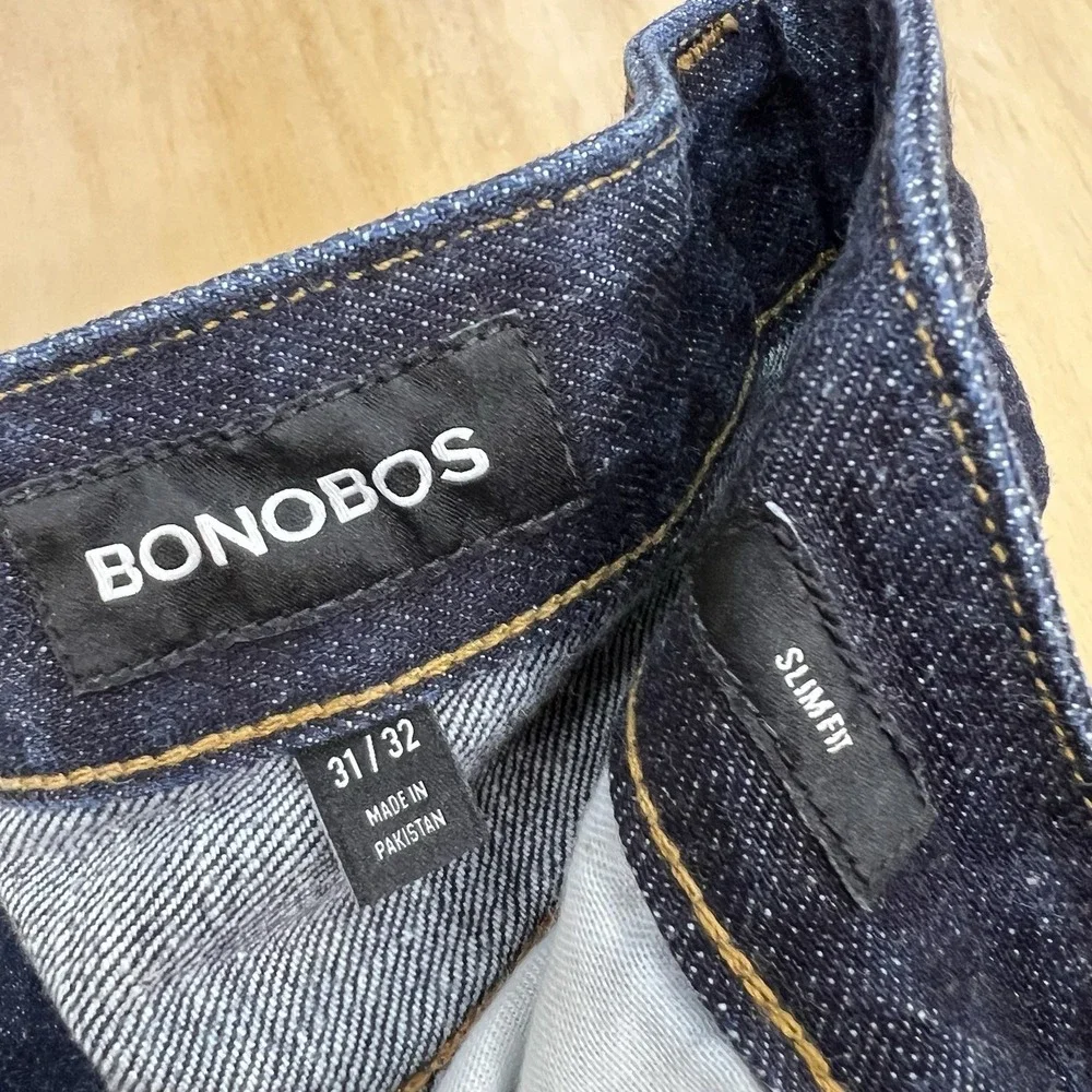Bonobos Selvedge Denim Jeans Mens (Actual Size 31x30) Slim Fit Straight Leg Navy